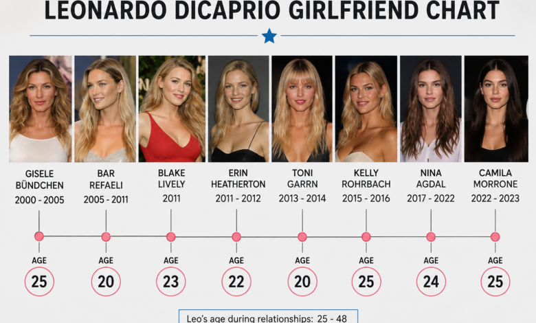 leonardo dicaprio girlfriend chart